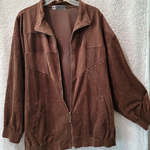 Vintage 90's Blast Brand - Dark Brown Shirt and Jacket - Faux Suede - 2x - Picture 2 of 5